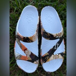 Dawgs Loudmouth Z Sandals Size 7 White Brown Shagadelic  Rubber Slip On